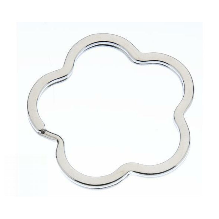 Flower Shaped 40mm Split Rings / Key Rings Flat Nickel Plated