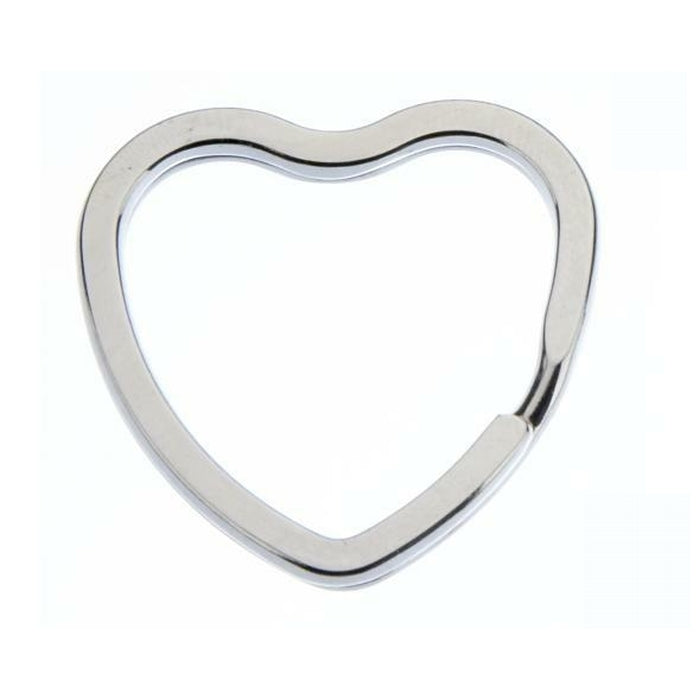 Heart Shaped 28mm Split Rings / Key Rings Flat Nickel Plated