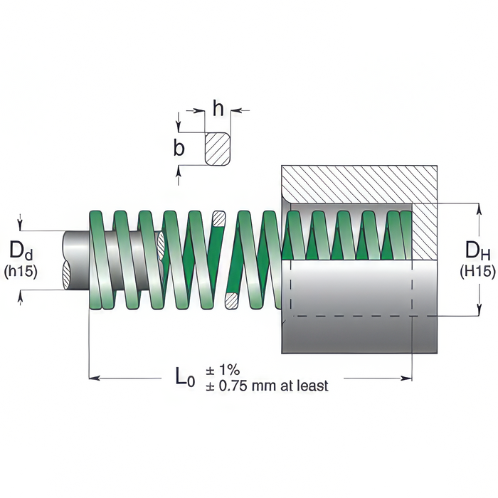 Light Load Green Die Spring, ISO 10243 (32mm to 63mm Diameter)